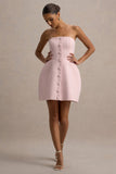 Anniston Pink Bandeau Tailored Button Mini Dress