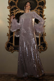 Tallie Lilac Sequin Maxi Dress With Feather Trim