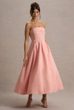 Annalise Pink Bandeau Skater Midi Dress