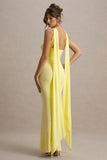 Rosabel Lemon Sweetheart Maxi Dress With Sash