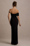 Alonza Black Twisted Bardot Maxi Dress