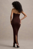 Angelie Brown Bandeau Bodycon Maxi Dress