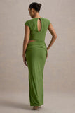 Pia Green Short-Sleeve Maxi Dress With Cut-Out
