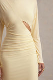 Pandora Lemon Long-Sleeve Maxi Dress With Cut-Out