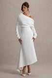 Lou White One-Shoulder Asymmetric Maxi Dress