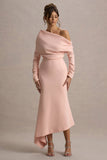 Lou Pink One-Shoulder Asymmetric Maxi Dress