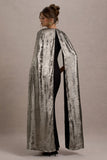 Ilenia Black V-Neck Maxi Dress With Metallic Cape