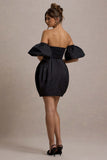 Ramone Black Bardot Mini Dress With Tulip Hem
