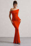 Lita Orange Twisted Asymmetric Maxi Dress