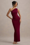 Venetia Burgundy One-Shoulder Tie-Back Maxi Dress