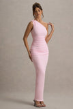 Dalarie Pink One-Shoulder Gathered Maxi Dress