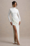 Victoria White Long-Sleeve Maxi Dress With Wrap Skirt
