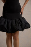 Jacque Black Drop-Waist Midi Dress With Volume Hem
