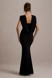 To The Moon Black Cowl-Back Maxi Dress