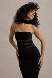 Gaia Black High-Neck Cut-Out Maxi Dress