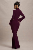 Anderson Burgundy High-Neck Cut-Out Maxi Dress