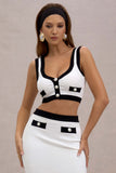 Nicky Black & White Knit Crop Top