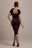 Tarna Port Velvet Midi Dress With Bow Straps