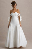 Ethel White & Cream Bardot Maxi Dress With Volume Skirt