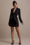 Prized Black Tailored Blazer Mini Dress With Bow