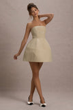 Clarabell Cream Sequin Bandeau Structured Mini Dress