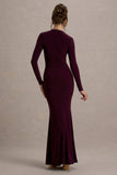Reid Plum Long-Sleeve Gathered Maxi Dress
