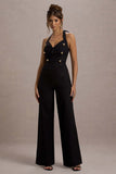 Banks Black Tailored Halter-Neck Straight-Leg Jumpsuit