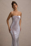 Moonstone Lilac Sequin Bandeau Maxi Dress