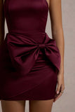 Tanisha Port Satin Bandeau Mini Dress With Bow