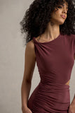 Calliope Burgundy Cut-Out Gathered Midi Dress