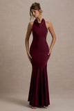 Amelita Port Satin Cowl-Neck Maxi Dress