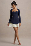 Lysette Navy Sweetheart Long-Sleeve Mini Dress