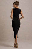 Shantelle Black Bodycon Square-Neck Midi Dress