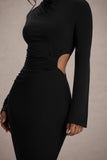 Anderson Black High-Neck Cut-Out Maxi Dress