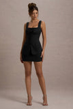 Maci Black Tailored Square-Neck Mini Dress