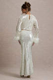 Raia Sand Sequin Split Maxi Skirt