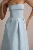 Maddalena Powder Blue Bandeau Skater Maxi Dress