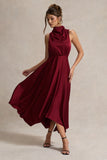 Kerri Berry Satin Cowl-Neck Maxi Dress