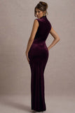 Abilene Port Velvet High-Neck Split Maxi Dress