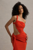 Giovanna Orange Asymmetric Maxi Dress With Wrap Skirt