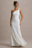 Gigou White Lace Asymmetric Maxi Dress