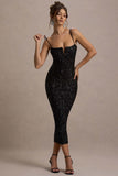 Dazzle Me Black Sequin Strappy Bodycon Maxi Dress