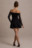Alliste Black Lace Bardot Mini Dress