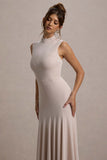 Ulani Champagne High-Neck Maxi Dress With Open Back