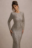 Citrine Champagne Sequin Long-Sleeve Maxi Dress