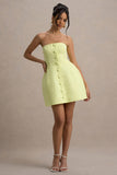 Anniston Lemon Bandeau Tailored Button Mini Dress