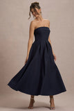 Annalise Navy Bandeau Skater Midi Dress