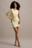 Delia Lemon One-Sleeve Mini Dress