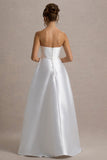 Universe White Bandeau Split Puff-Skirt Maxi Dress