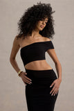 Milos Black One-Shoulder Cut-Out Maxi Dress With Split